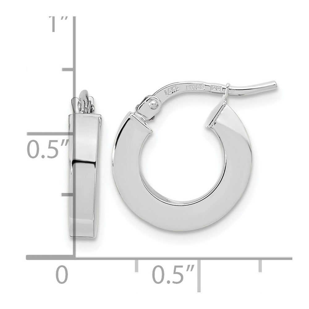 14K Weißgold Poliert 3mm Quadratisch Röhre Creolen