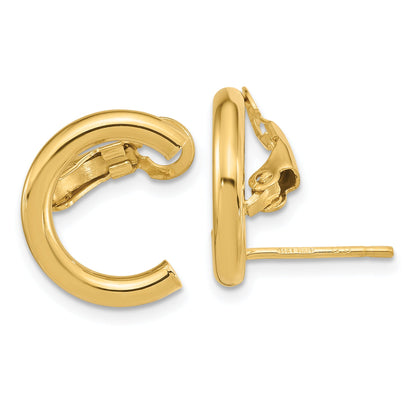 14K Gelbgold Poliert U Form Klammer auf & Ohrstecker