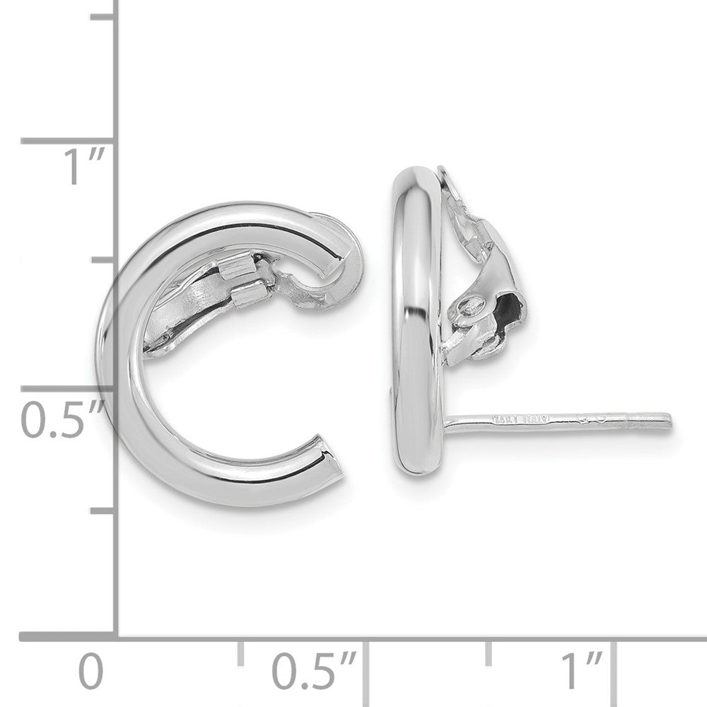 14K Weißgold Poliert U Form Klammer auf & Ohrstecker