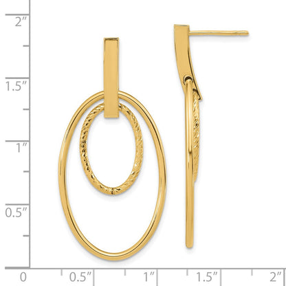 14K Gelbgold Poliert Diamantiert Stecker Ohrhänger