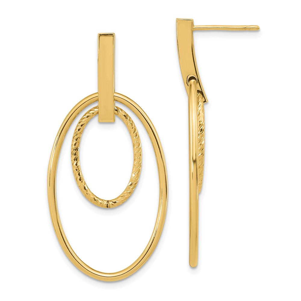 14K Gelbgold Poliert Diamantiert Stecker Ohrhänger
