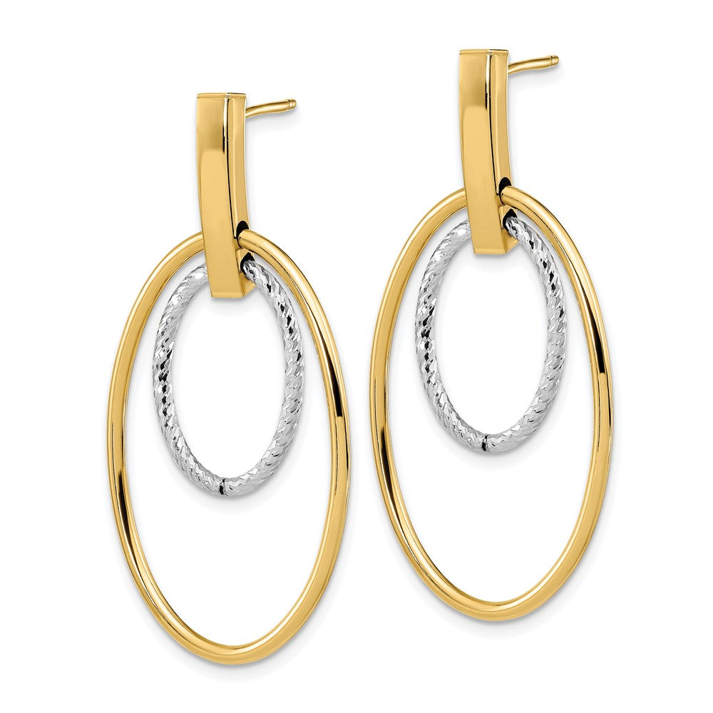 14K Bicolor Poliert Diamantiert Stecker Ohrhänger