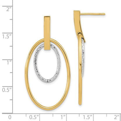 14K Bicolor Poliert Diamantiert Stecker Ohrhänger