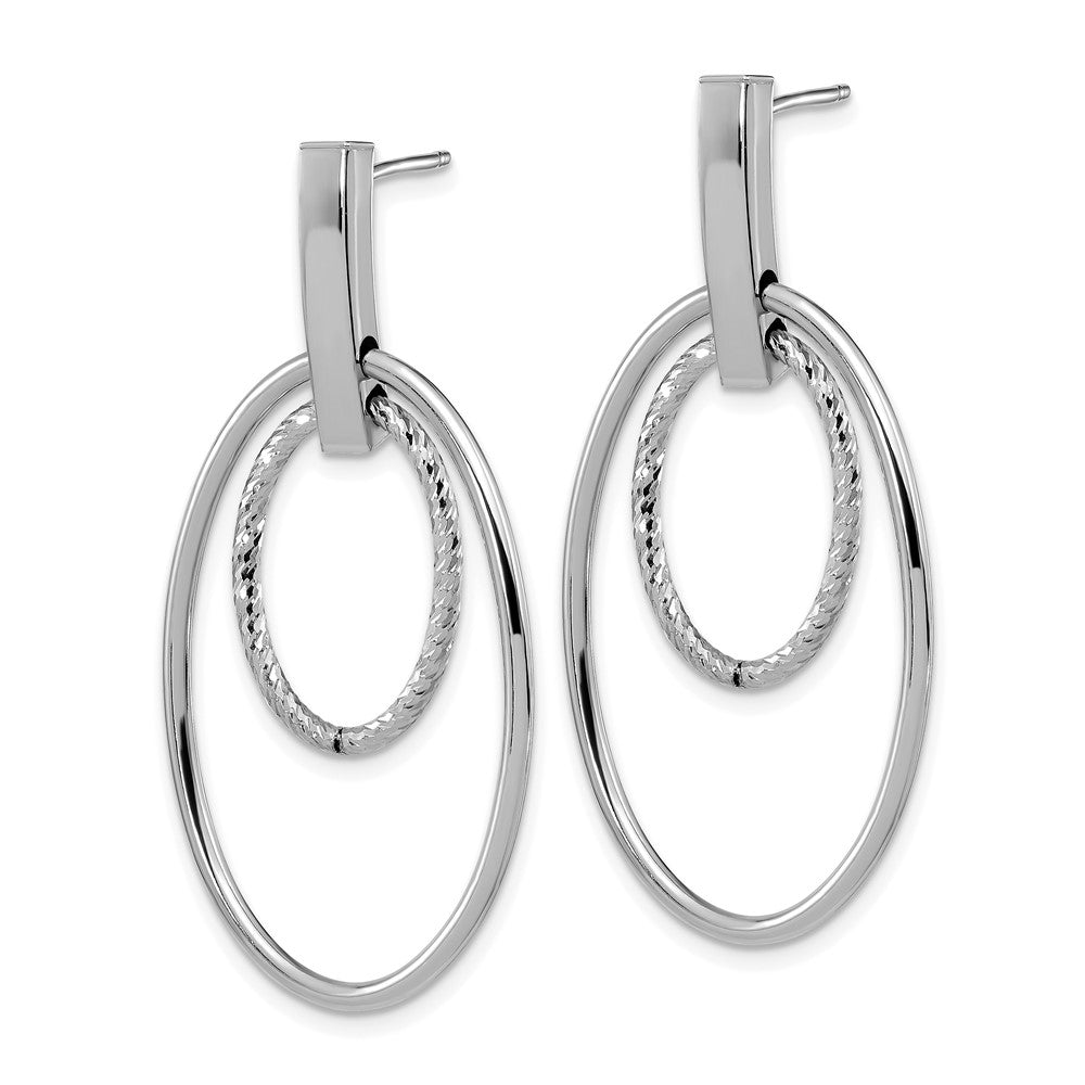 14K Weißgold Poliert Diamantiert Stecker Ohrhänger
