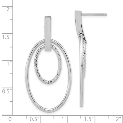 14K Weißgold Poliert Diamantiert Stecker Ohrhänger