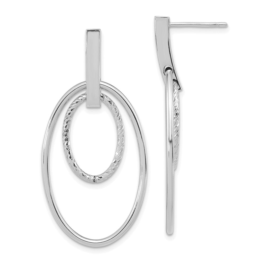 14K Weißgold Poliert Diamantiert Stecker Ohrhänger