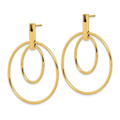 14K Gelbgold Poliert Stecker Ohrhänger
