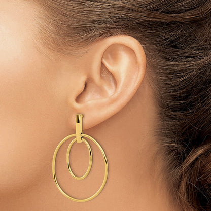 14K Gelbgold Poliert Stecker Ohrhänger