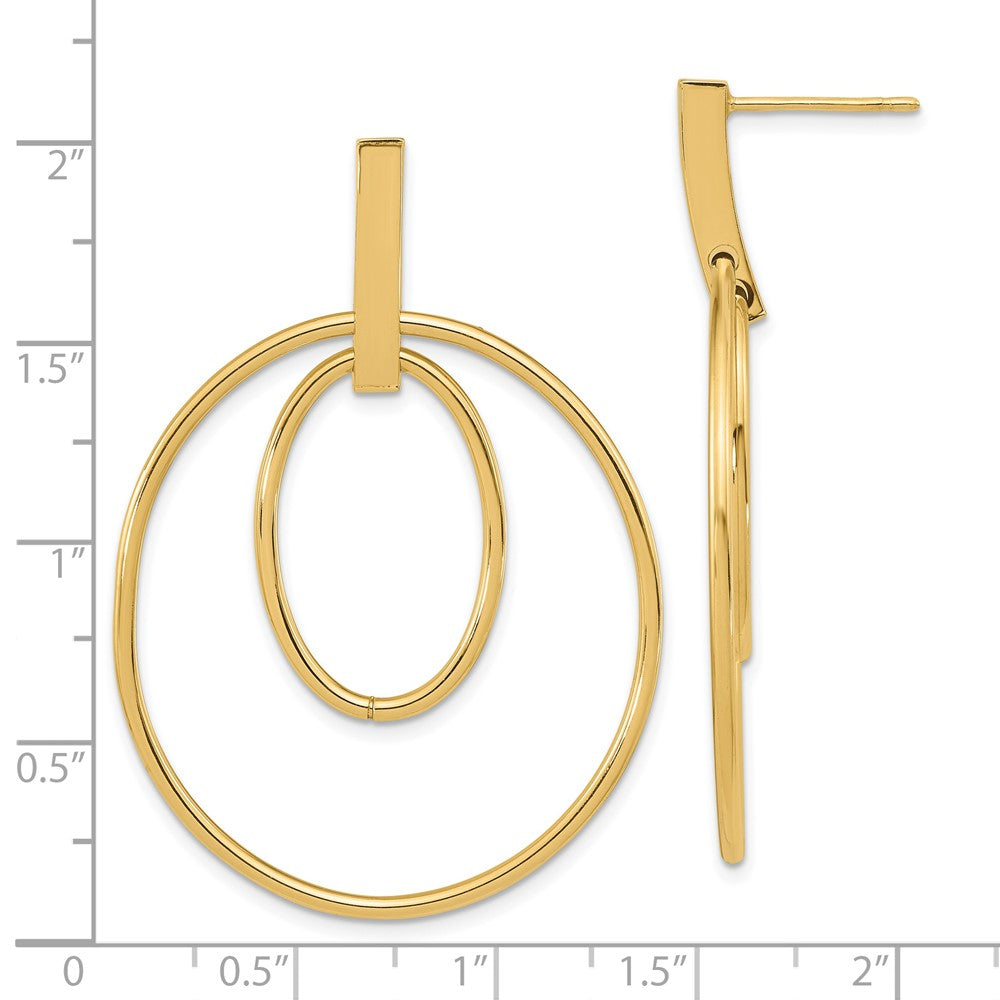 14K Gelbgold Poliert Stecker Ohrhänger