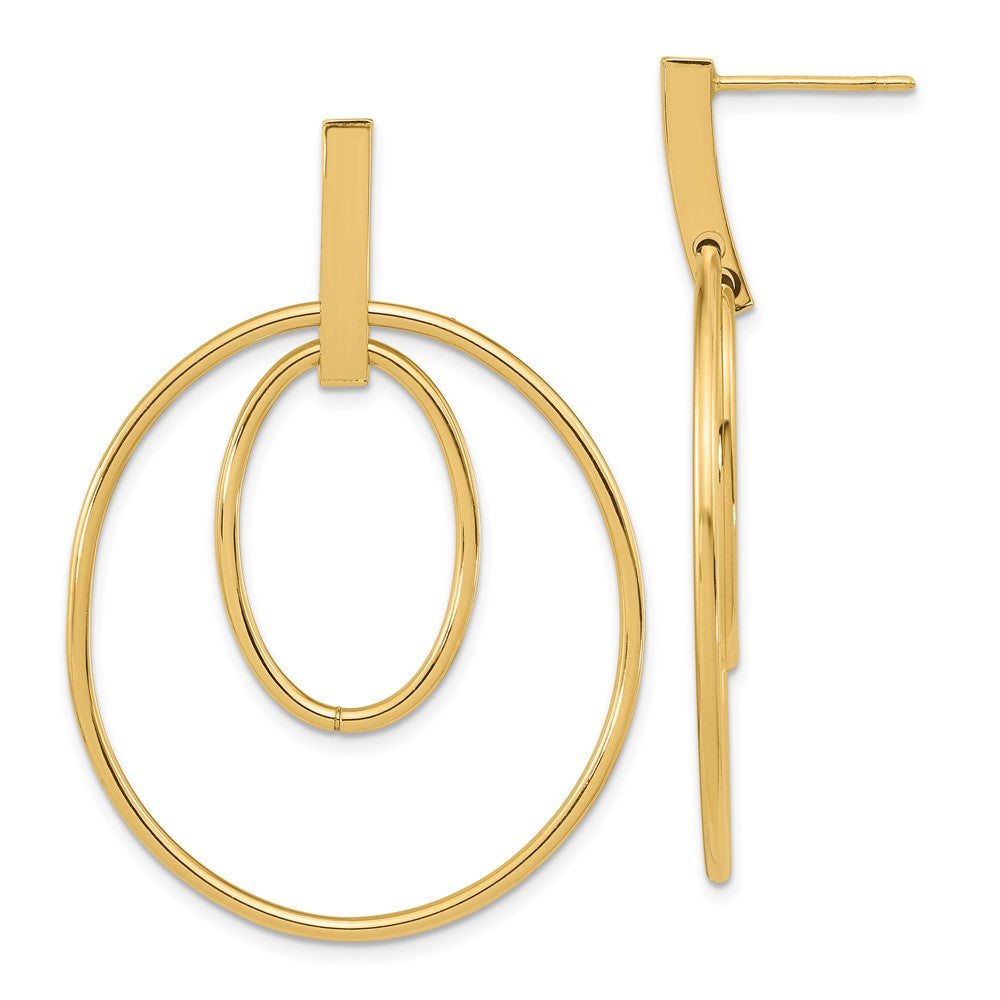14K Gelbgold Poliert Stecker Ohrhänger