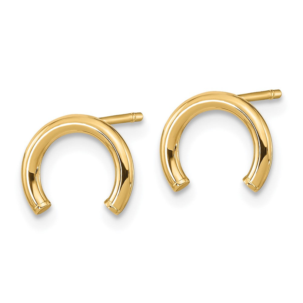 14K Gelbgold Poliert U Form Röhre Ohrstecker