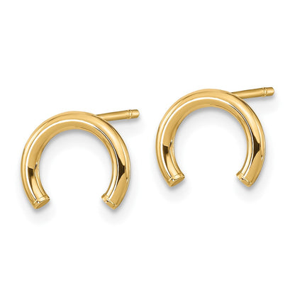 14K Gelbgold Poliert U Form Röhre Ohrstecker