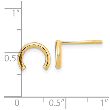 14K Gelbgold Poliert U Form Röhre Ohrstecker
