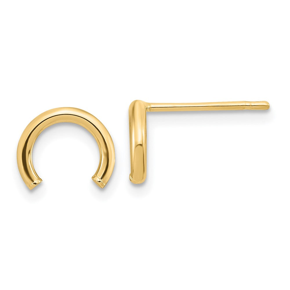 14K Gelbgold Poliert U Form Röhre Ohrstecker