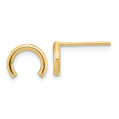 14K Gelbgold Poliert U Form Röhre Ohrstecker