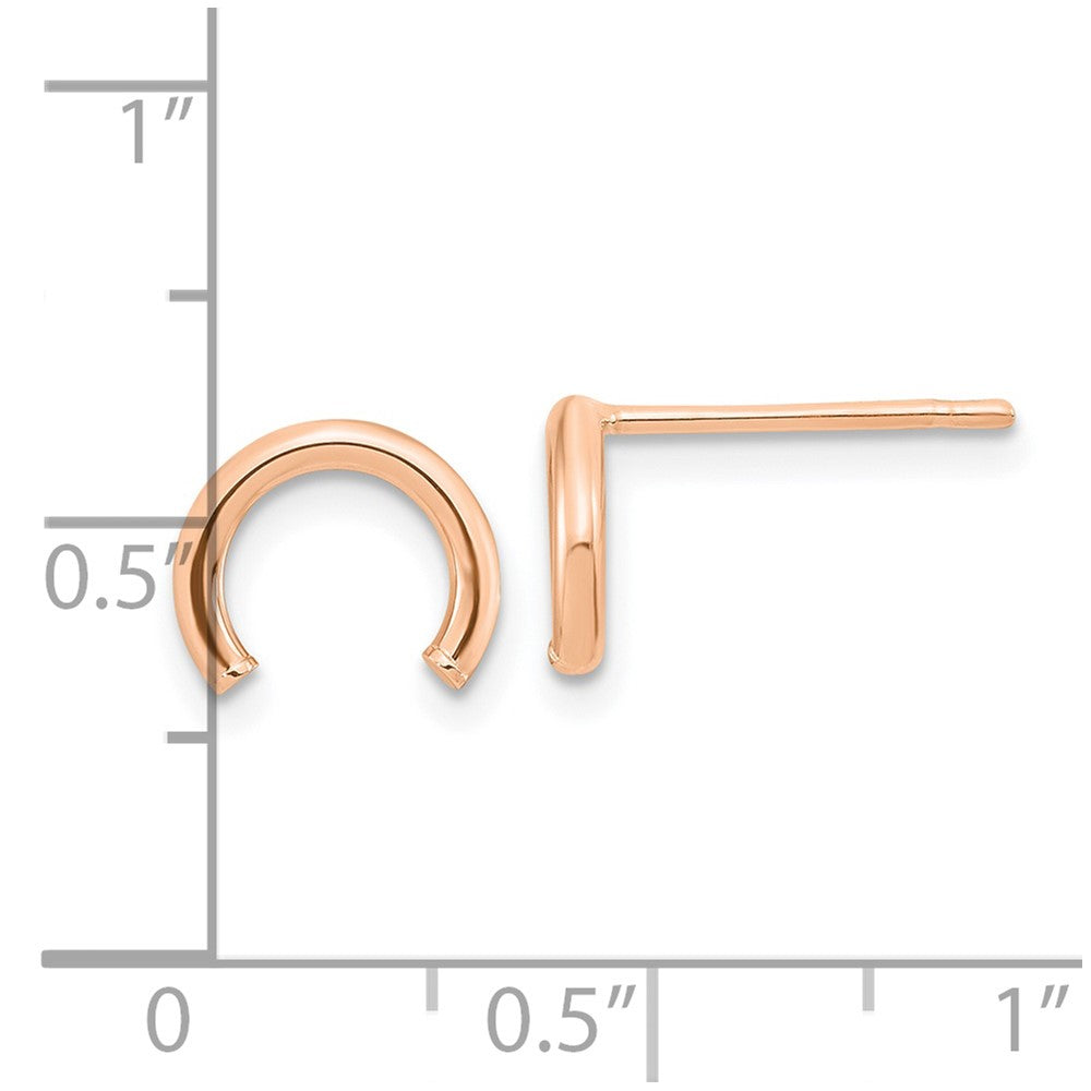 14K Roségold Poliert U Form Röhre Ohrstecker