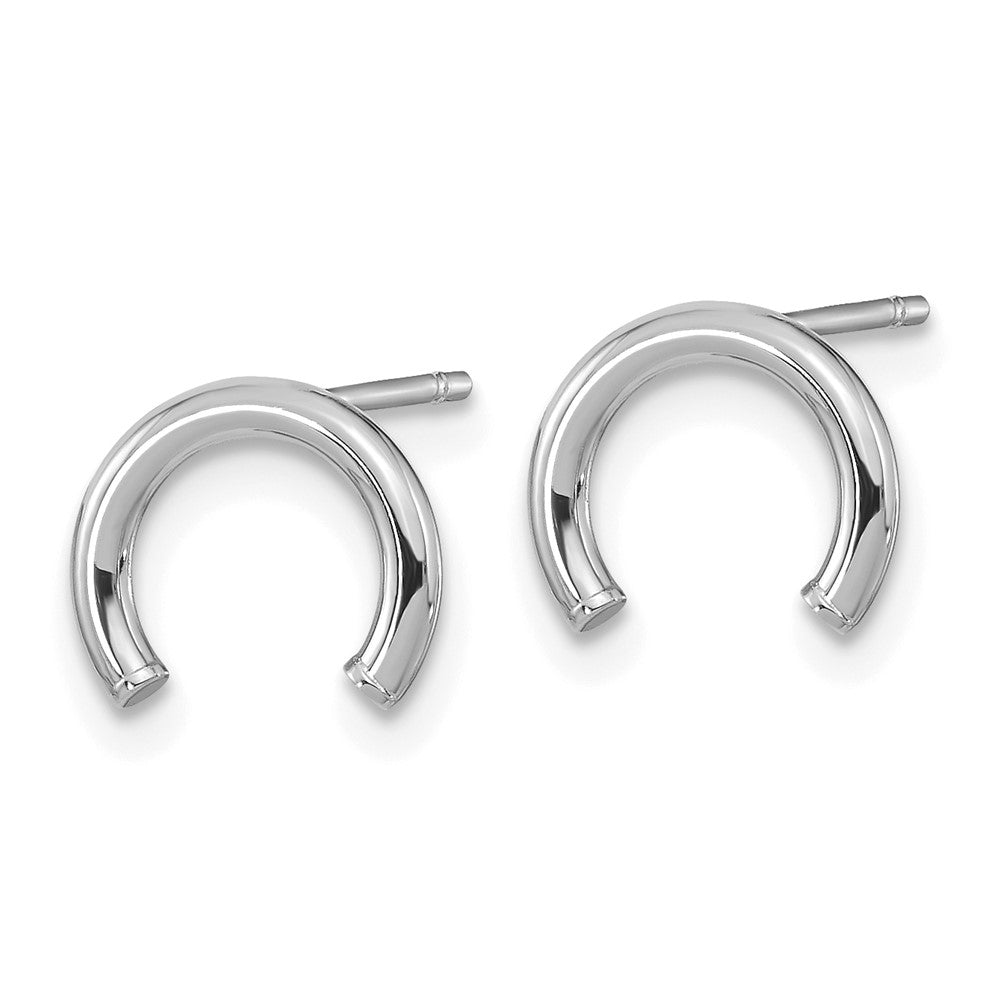 14K Weißgold Poliert U Form Röhre Ohrstecker