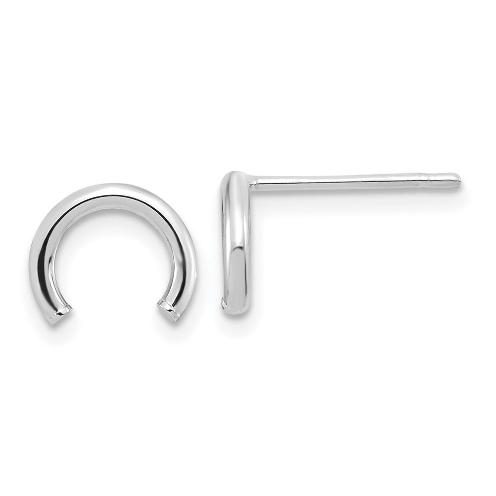 14K Weißgold Poliert U Form Röhre Ohrstecker