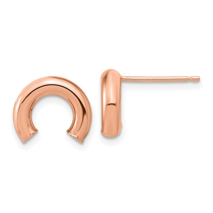 14K Roségold Poliert U Form Röhre Ohrstecker
