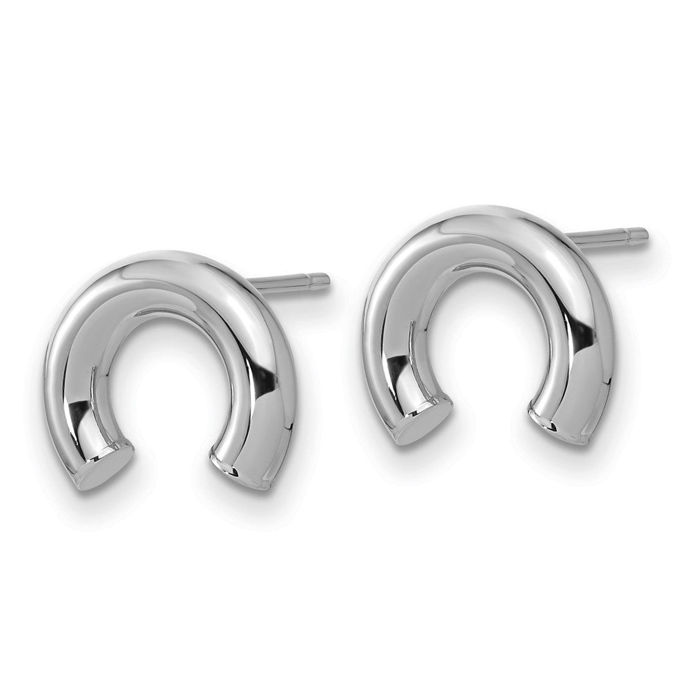 14K Weißgold Poliert U Form Röhre Ohrstecker