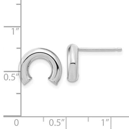 14K Weißgold Poliert U Form Röhre Ohrstecker