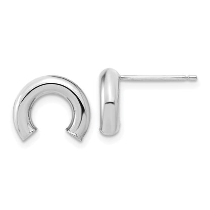 14K Weißgold Poliert U Form Röhre Ohrstecker