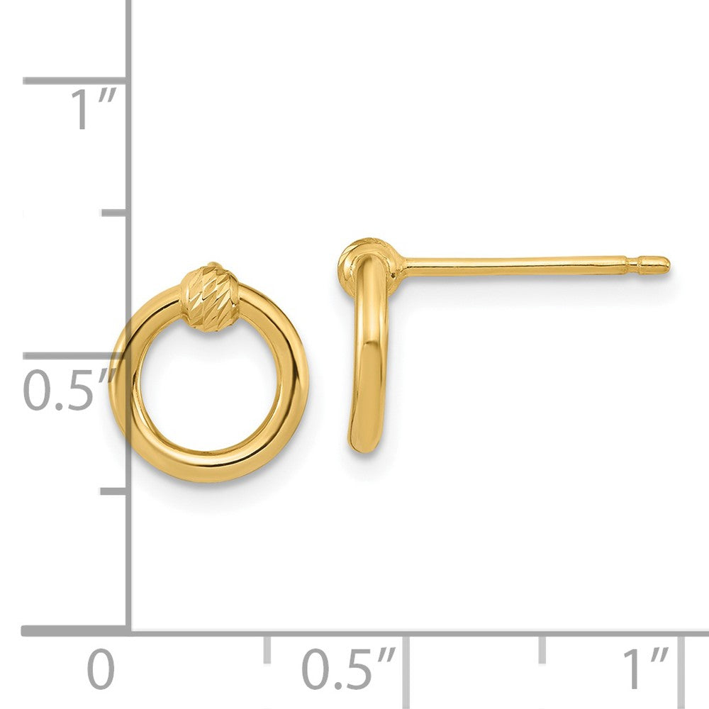 14K Gelbgold Poliert Diamantiert Kreis Ohrstecker