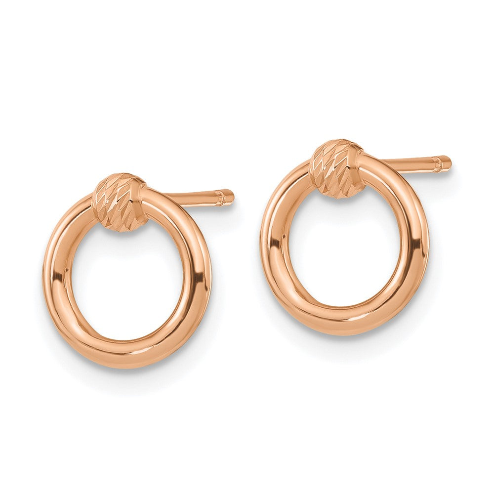 14K Roségold Poliert Diamantiert Kreis Ohrstecker