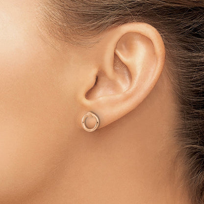 14K Roségold Poliert Diamantiert Kreis Ohrstecker
