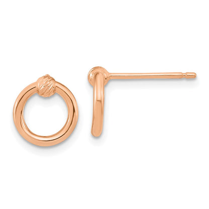 14K Roségold Poliert Diamantiert Kreis Ohrstecker
