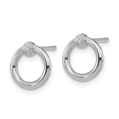 14K Weißgold Poliert Diamantiert Kreis Ohrstecker