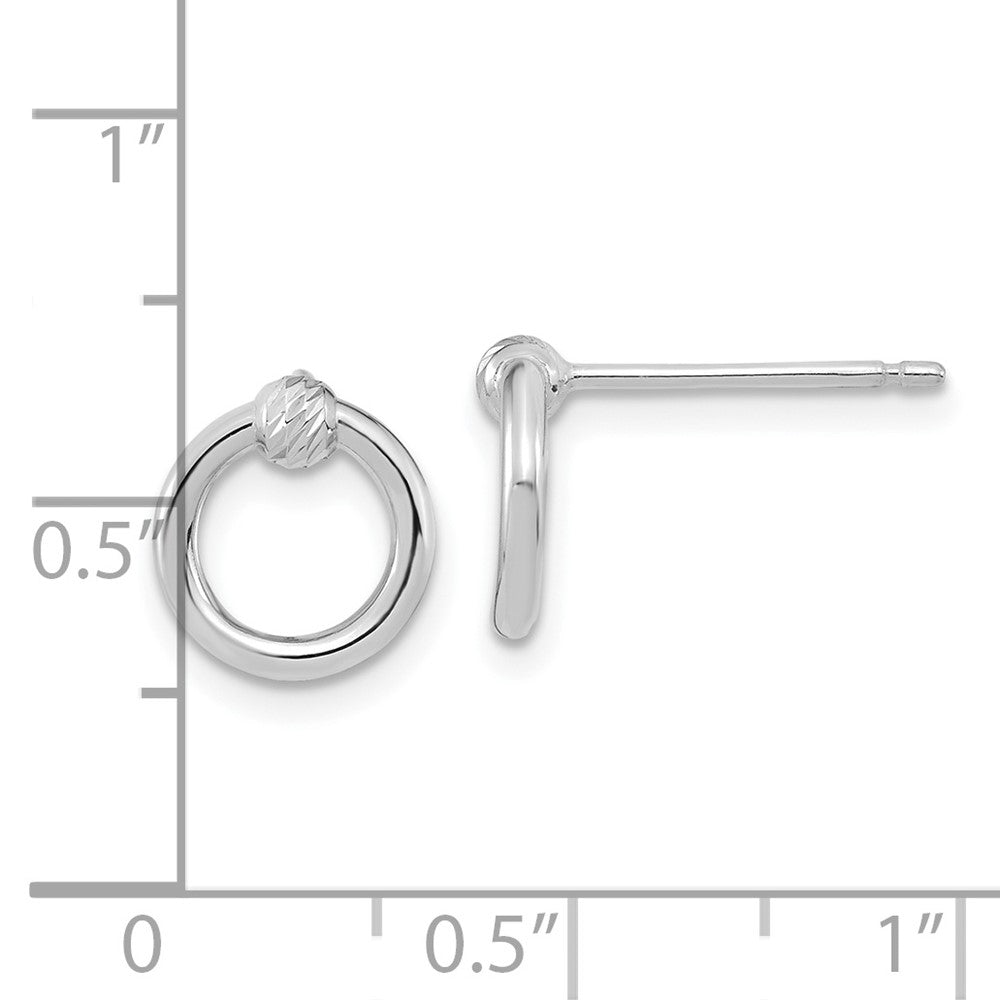 14K Weißgold Poliert Diamantiert Kreis Ohrstecker