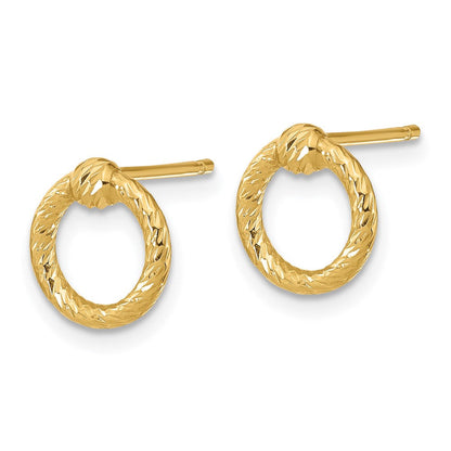 14K Gelbgold Poliert Diamantiert Gedreht Kreis Ohrstecker