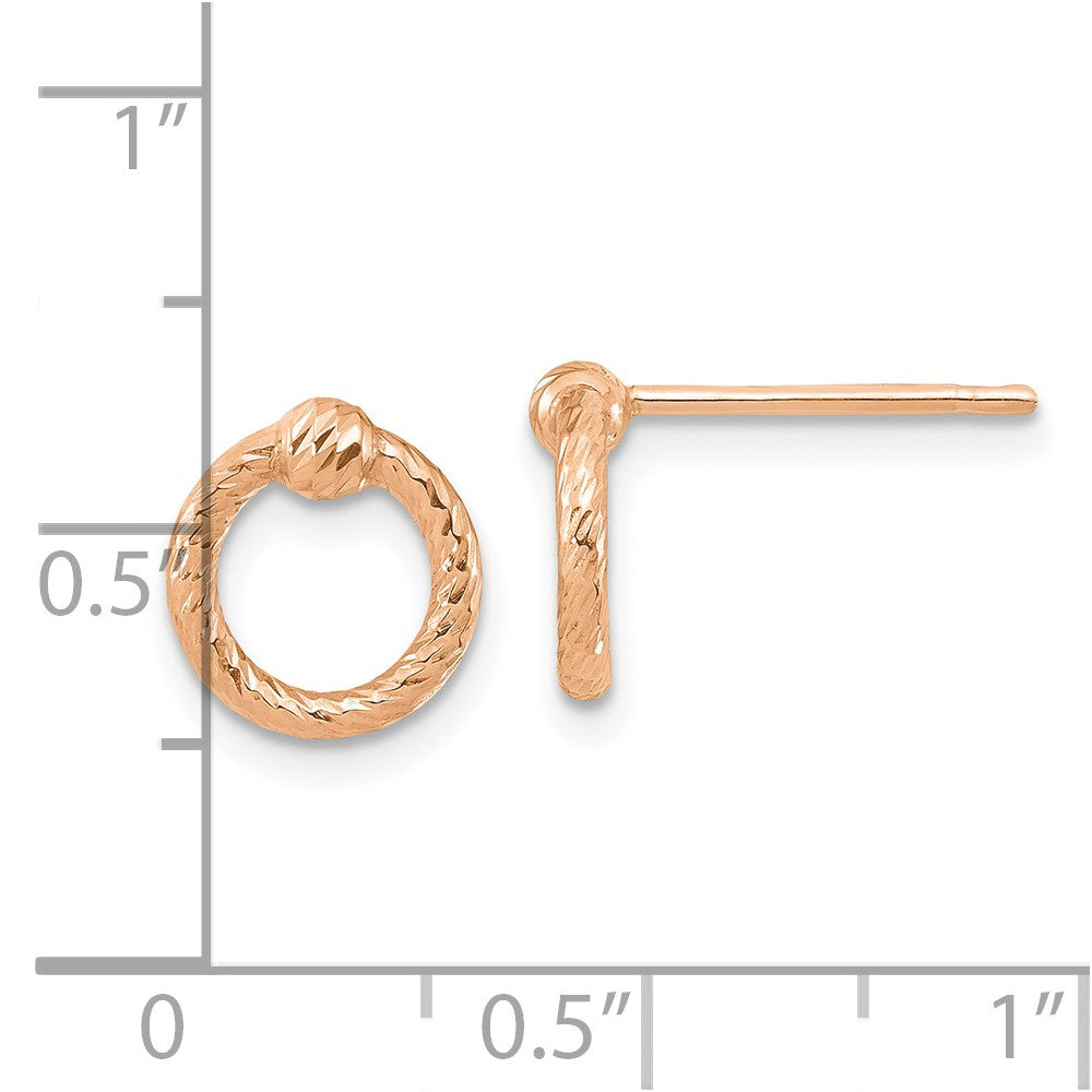 14K Roségold Poliert Diamantiert Gedreht Kreis Ohrstecker