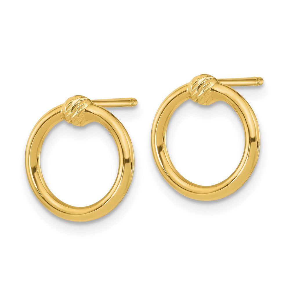 14K Gelbgold Poliert & Diamantiert Kreis Ohrstecker