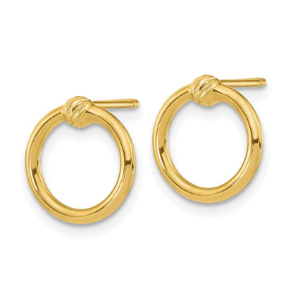 14K Gelbgold Poliert & Diamantiert Kreis Ohrstecker