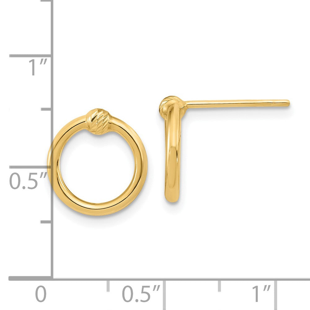 14K Gelbgold Poliert & Diamantiert Kreis Ohrstecker