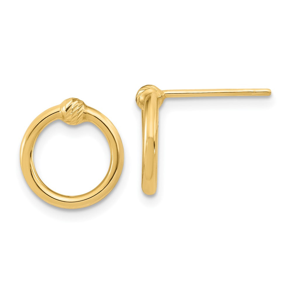 14K Gelbgold Poliert & Diamantiert Kreis Ohrstecker
