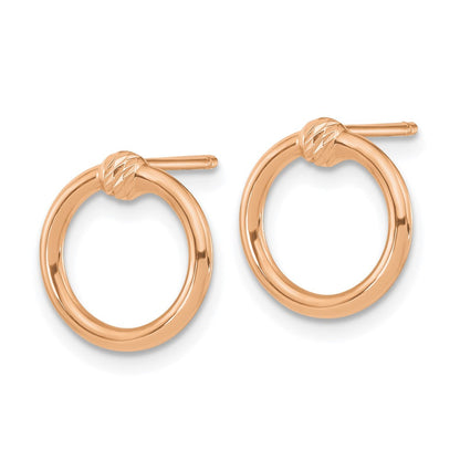 14K Roségold Poliert & Diamantiert Kreis Ohrstecker