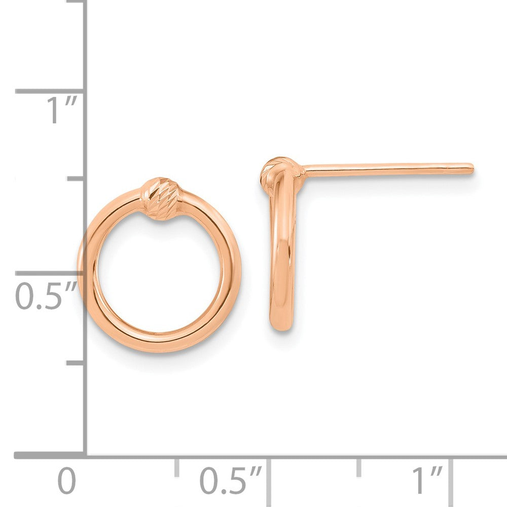 14K Roségold Poliert & Diamantiert Kreis Ohrstecker