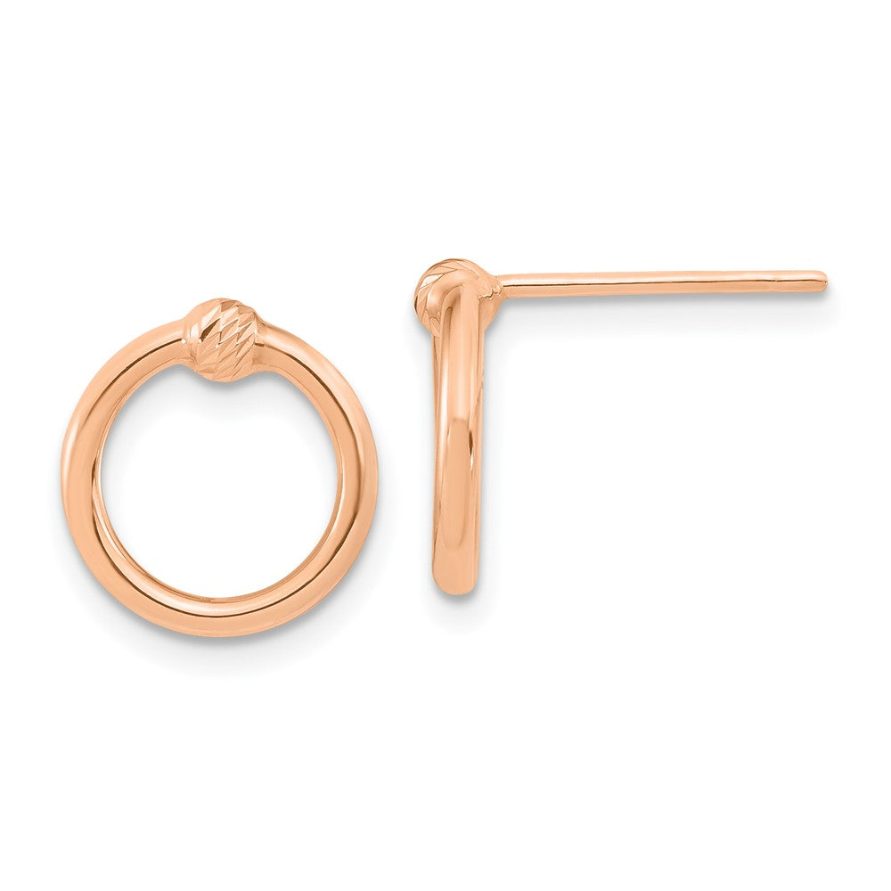 14K Roségold Poliert & Diamantiert Kreis Ohrstecker
