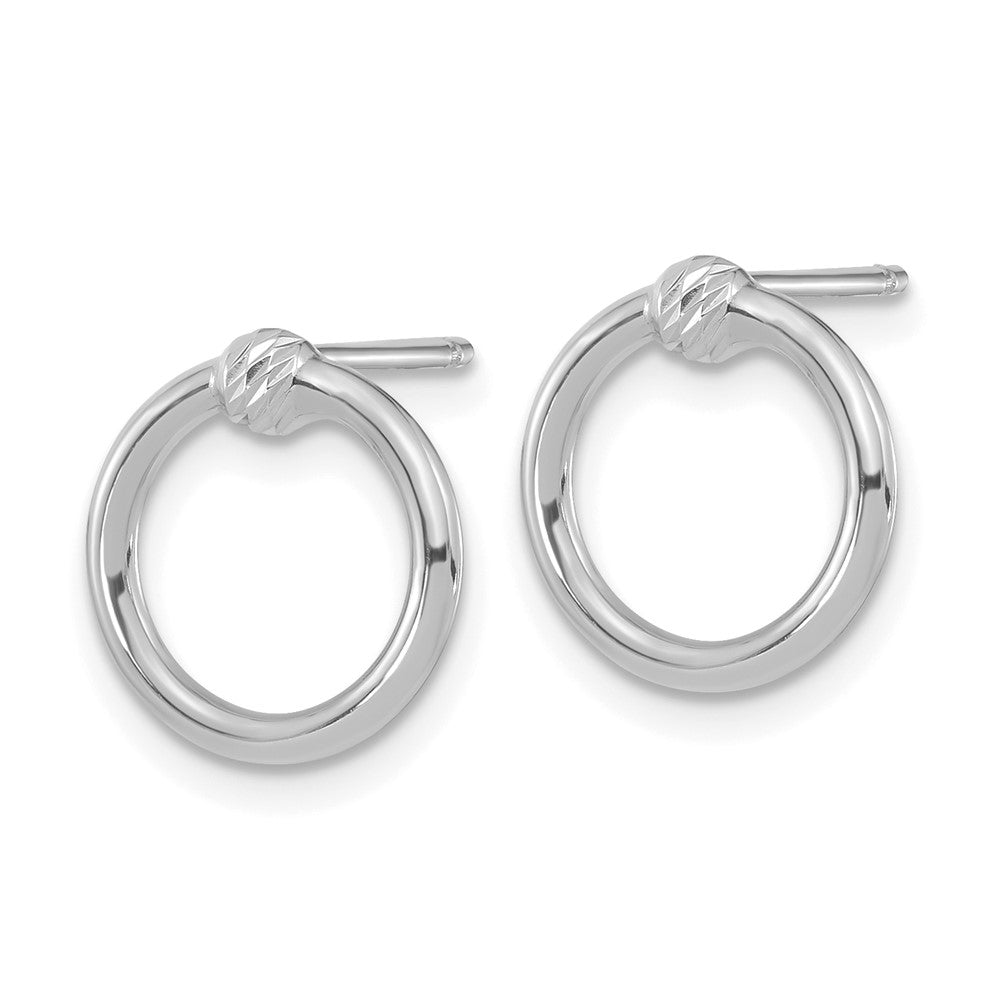 14K Weißgold Poliert & Diamantiert Kreis Ohrstecker