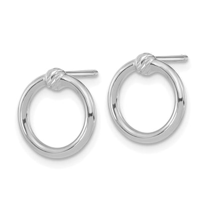 14K Weißgold Poliert & Diamantiert Kreis Ohrstecker