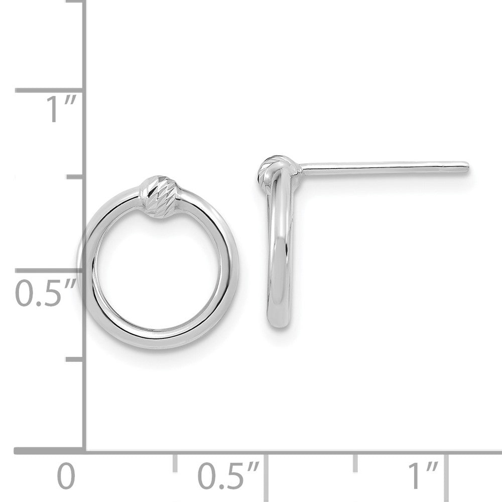 14K Weißgold Poliert & Diamantiert Kreis Ohrstecker
