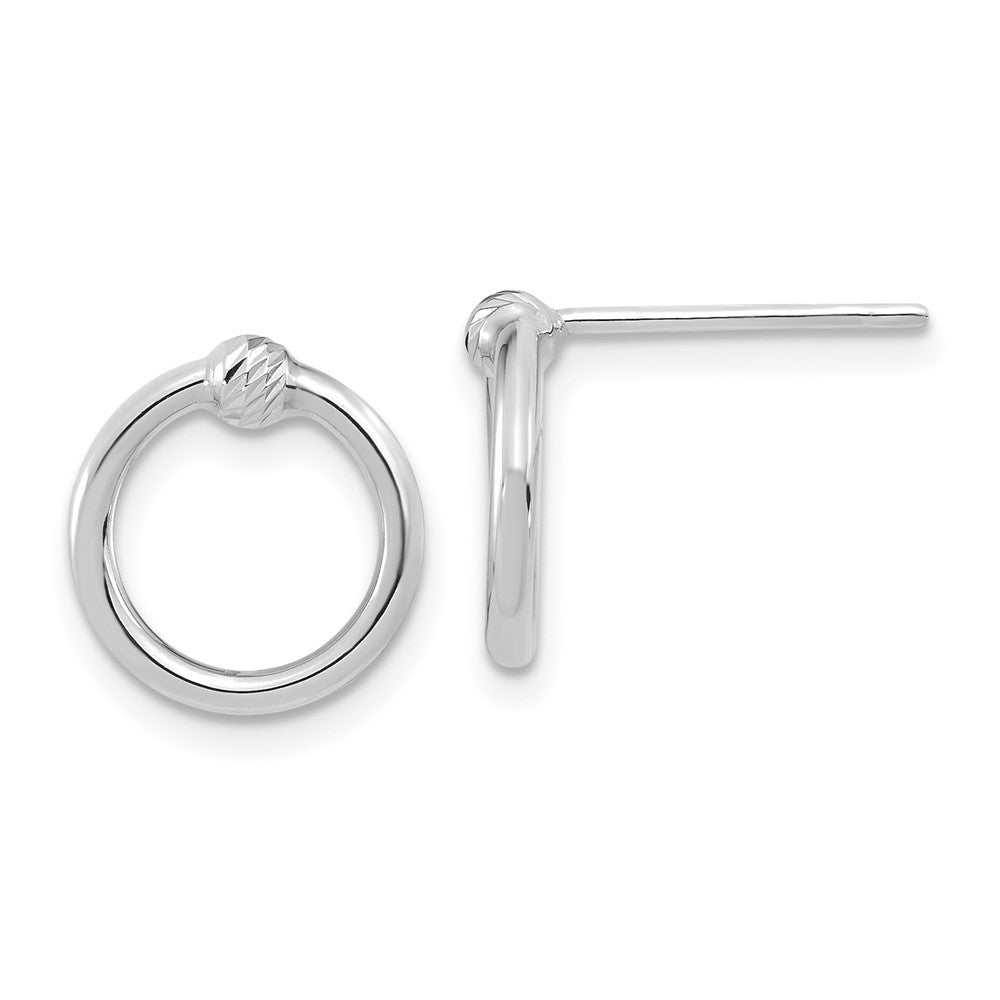 14K Weißgold Poliert & Diamantiert Kreis Ohrstecker