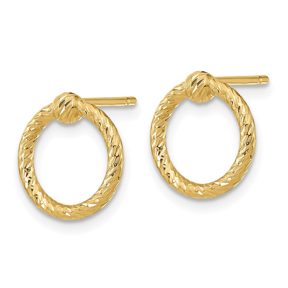 14K Gelbgold Poliert & Diamantiert Gedreht Kreis Ohrstecker