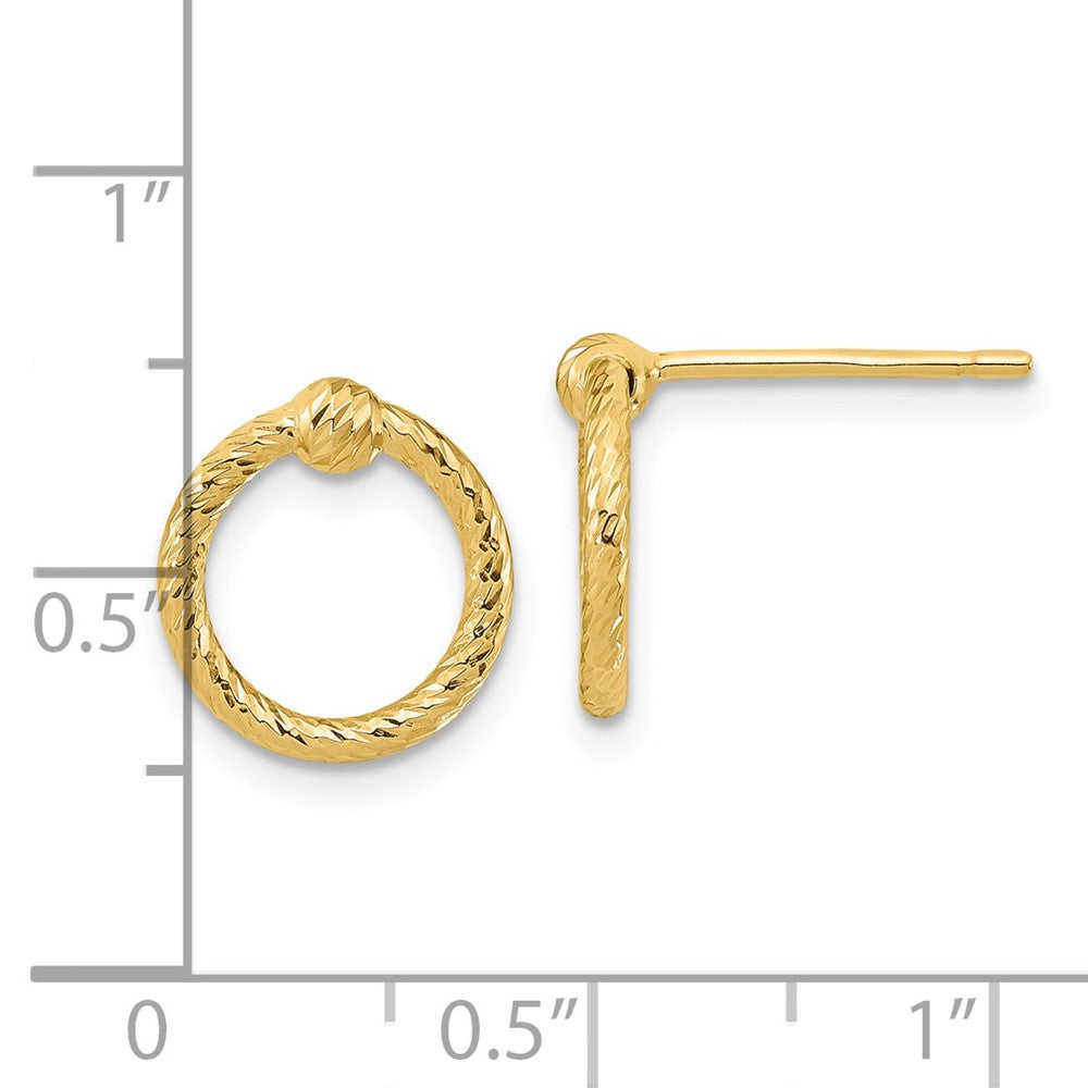 14K Gelbgold Poliert & Diamantiert Gedreht Kreis Ohrstecker