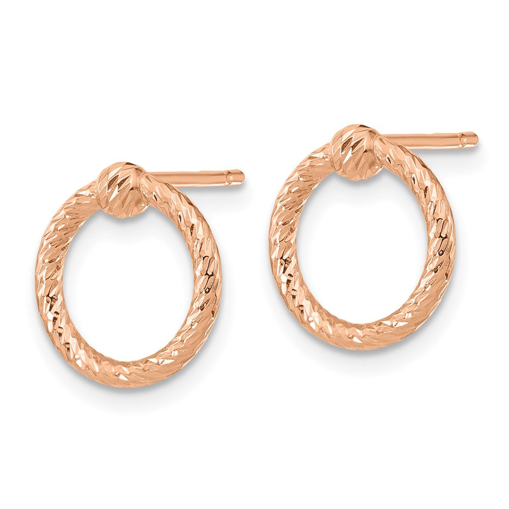14K Roségold Poliert & Diamantiert Gedreht Kreis Ohrstecker