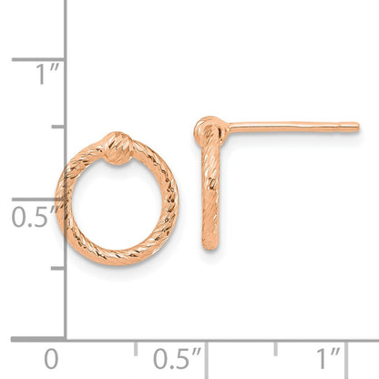14K Roségold Poliert & Diamantiert Gedreht Kreis Ohrstecker