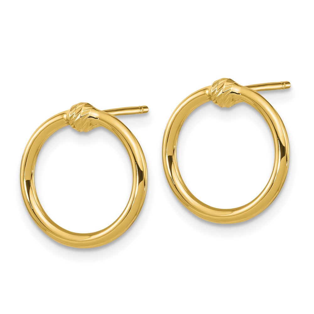 14K Gelbgold Poliert & Diamantiert Kreis Ohrstecker